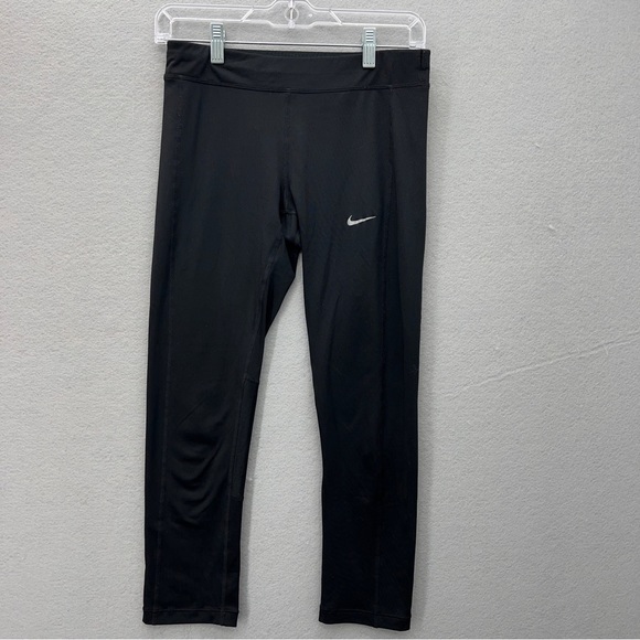 Nike Womens Small Power Essential Crop Tight Leggings Black Dri-Fit 667623-010 - Picture 1 of 7